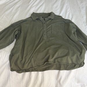 Aerie Olive Green Textured Top